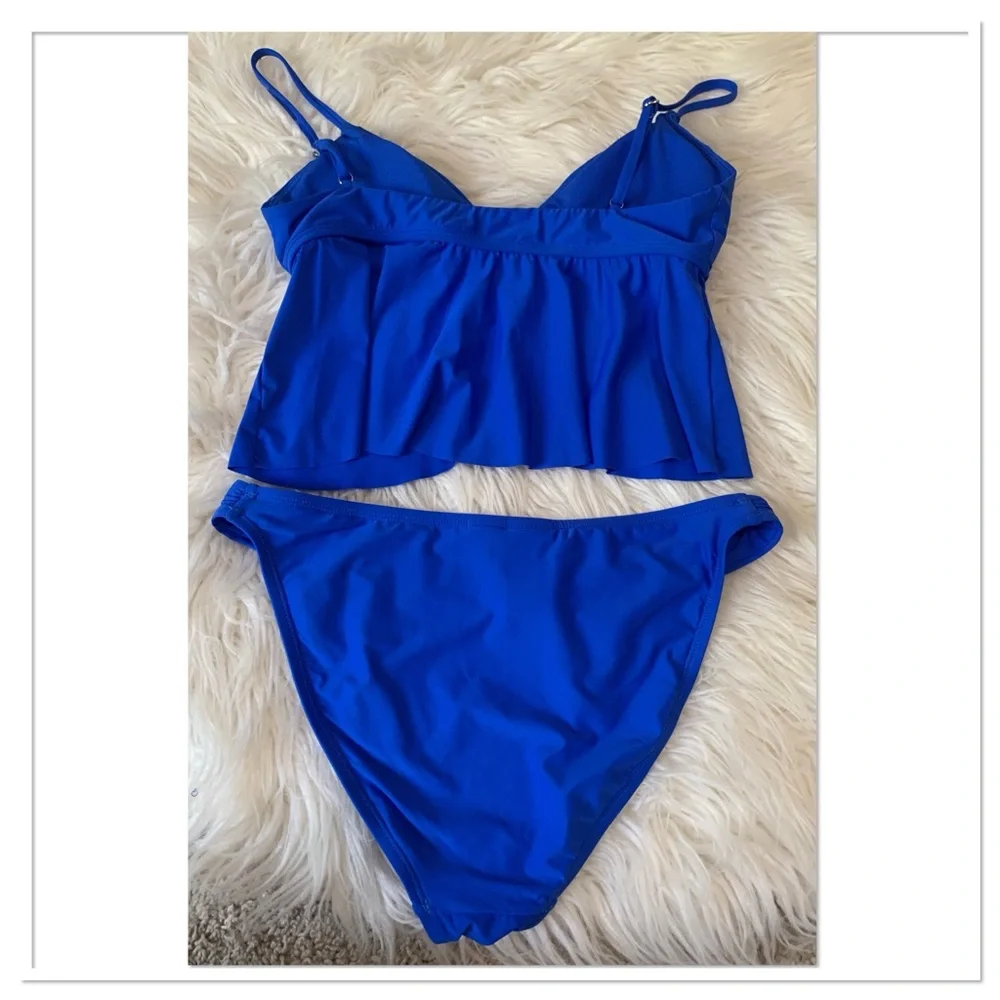 Citrus Flutter Tankini Bikini Swimsuit Blue Size M/L - Picture 6 of 14